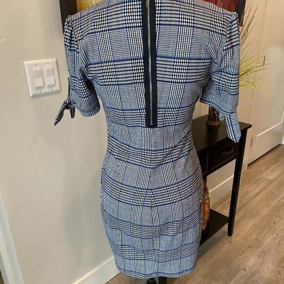 NWT  WOMENS DRESS BY INSPIRED HEARTS BLUE BLACK & WHITE PLAID SIZE LARGE - Picture 2 of 14